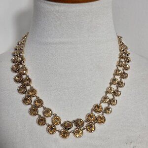 Banana Republic Two-Tier Gold Tone Collar Necklace Yellow Rhinestones